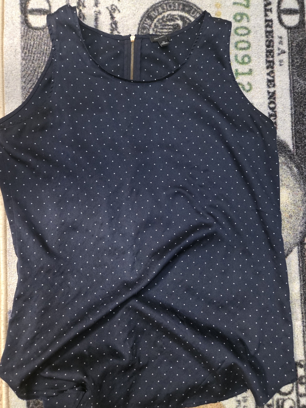 Ann Taylor Navy Polka Dot Tank Top